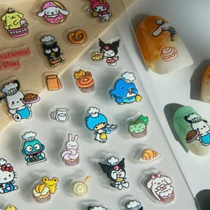 Cute Kitty and Friends Nails Decals | Cute Character Nail Stickers | Kids Friendly Nails | Kawaii Fingernail stickers for DIY Manicure