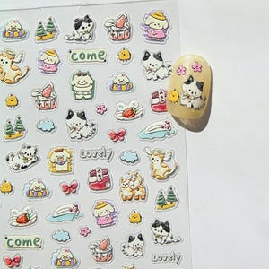 Cat Lover 3D Nail Stickers | Cat & Pet Friends Puffy Nail Stickers Cute Pet Nail Decals | Korean 3D Nail Decals | Nail Stickers for DIY Nail