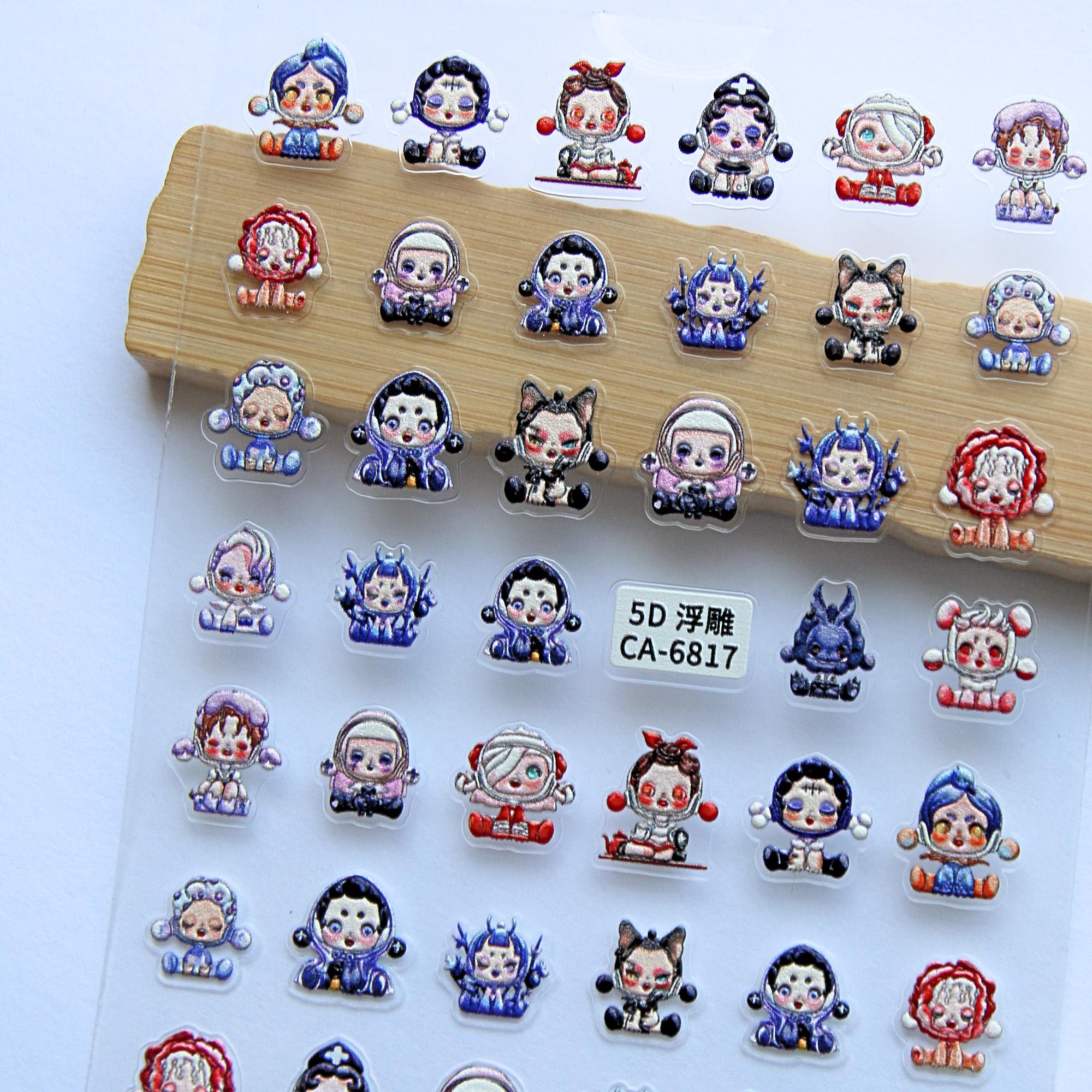 水晶デコ改造 SKULLPANDA 青色ドール キーホルダー Pop mart