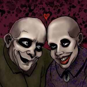Uncle Fester & Dementia in Love Addams Family Values Digital Illustration Art Print