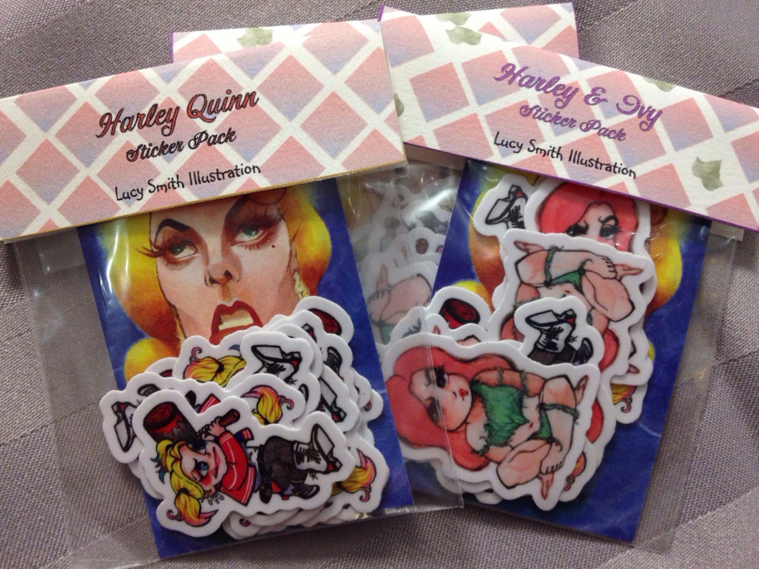 Paquetes de pegatinas de dibujos animados de Harley Quinn y Poison Ivy