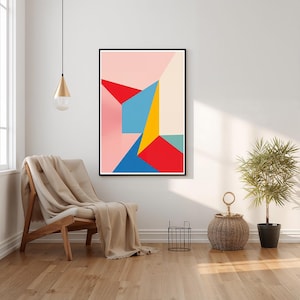 Wall Art - Modern Abstract Poster, Retro Aesthetic Digital Print for Living Room or Office Decor