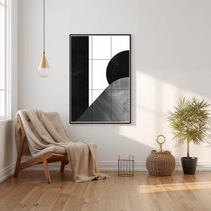 Modern Wall Art - Modern Abstract, Monochrome, Aesthetic Digital Print for Living Room or Office Decor
