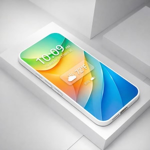 May include: A white smartphone with a colorful display showing the time, date, weather, and battery percentage. The screen displays the time as 10:09 AM, Thursday, October 26, with a temperature of 72&deg;F and 89% battery.