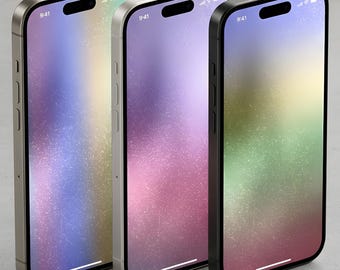 Tapeta na telefon z brokatem, pastelowa tapeta na iPhone'a z brokatem, estetyczne pobieranie cyfrowe, urocze błyszczące tło, miękki gradient na ekranie blokady