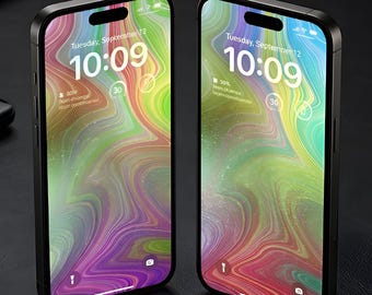 Pastelowa tęczowa, abstrakcyjna tapeta na telefon | Kolorowe tło z marmurowymi falami | Estetyczne pobieranie cyfrowe na iPhone'a i Androida