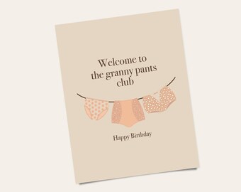 Funny Birthday Card | Welcome to the Granny Pants Club | Cheeky & Rude Card