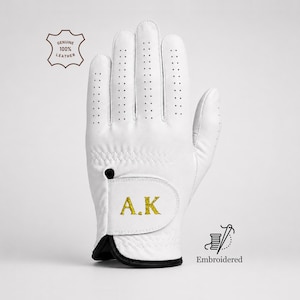 Personlig golfhandske i premiumläder med broderade initialer, anpassad Cabretta-handske, monogramgolfgåva till pappa, maken, fars dag