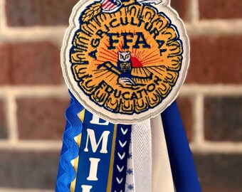 Vintage 80s Custom Chain Stitch FFA Blue Corduroy Jacket