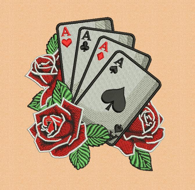 Poker Ace Hand Embroidery Design | Floral Aces Pattern | Machine ...