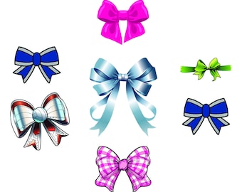 Ribbon Bow Clipart Set: Colorful PNG Graphics (Digital Download)