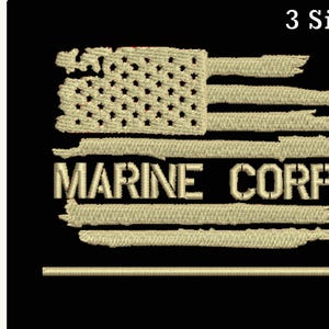 US Marine Corps  Embroidery Design – American Marine Corps, US Flag Veterans Memorial  – 3 Sizes – Veteran Gift Idea