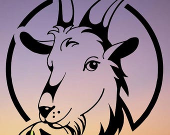 Cabeza de cabra SVG: Clipart vectorial de animales de granja, diseño rústico de granja (descarga digital)
