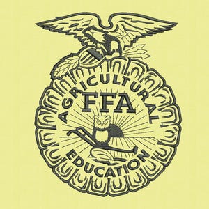 Diseño de bordado de un solo color de la FFA: Insignia de educación agrícola (varios formatos incluidos), Quincy FFA