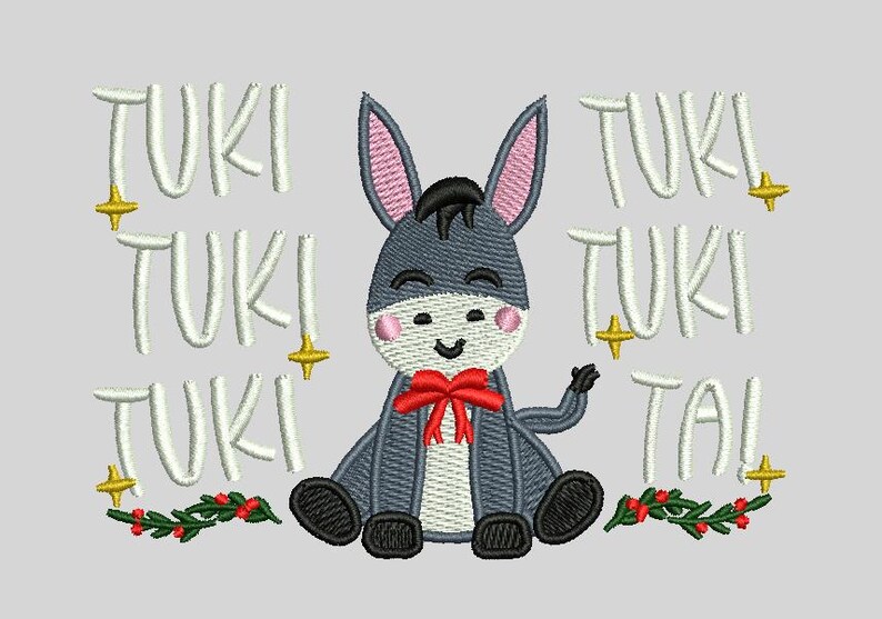 Tuki Design Cute Donkey Tuki Tuki Embroidery Design – Christmas Donkey Pattern ...