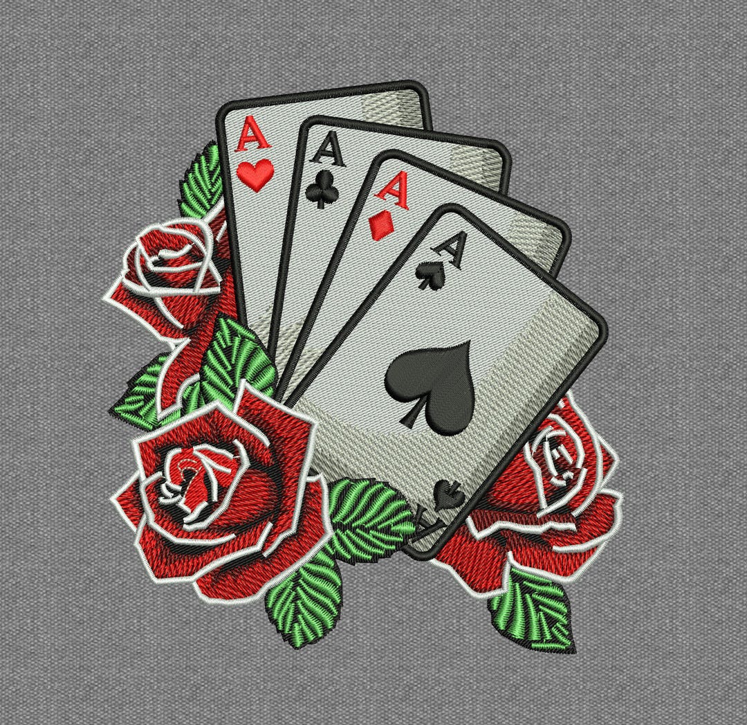 Poker Ace Hand Embroidery Design | Floral Aces Pattern | Machine ...