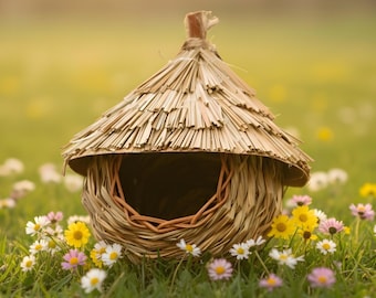 Hanging Handmade Woven Birdhouse, Outdoor Garden Bird House, Finch Wren Chickadee House, Hummingbird House, Gift for Bird Lovers, Yard Decor
