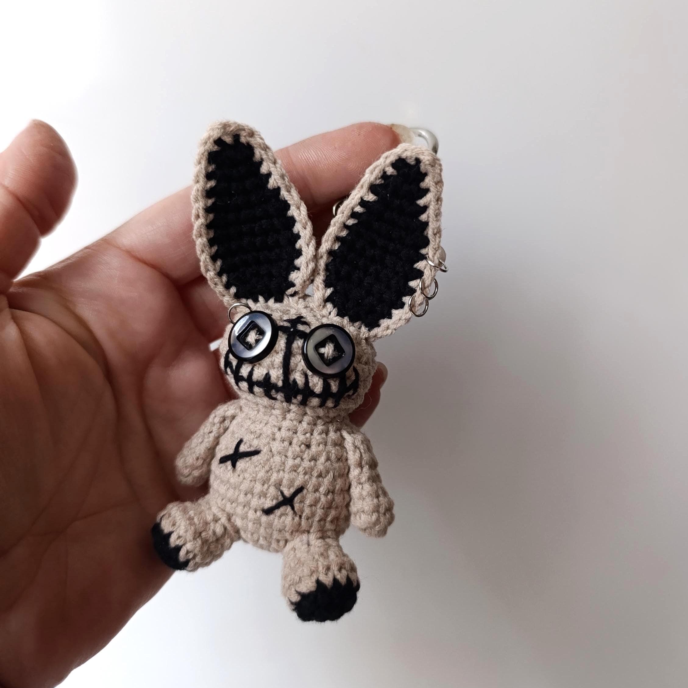 Crochet Voodoo Bunny Keychain: Gothic Amigurumi Plush Bag Charm - Etsy