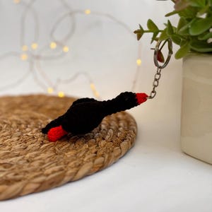 Crochet amigurumi goose Crochet goose keyring Handmade mini black goose car mirror hanger Cute crochet keychain Crochet bird handbag charm