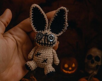 Crochet Voodoo Bunny Keychain: Gothic Amigurumi Plush Bag Charm - Etsy