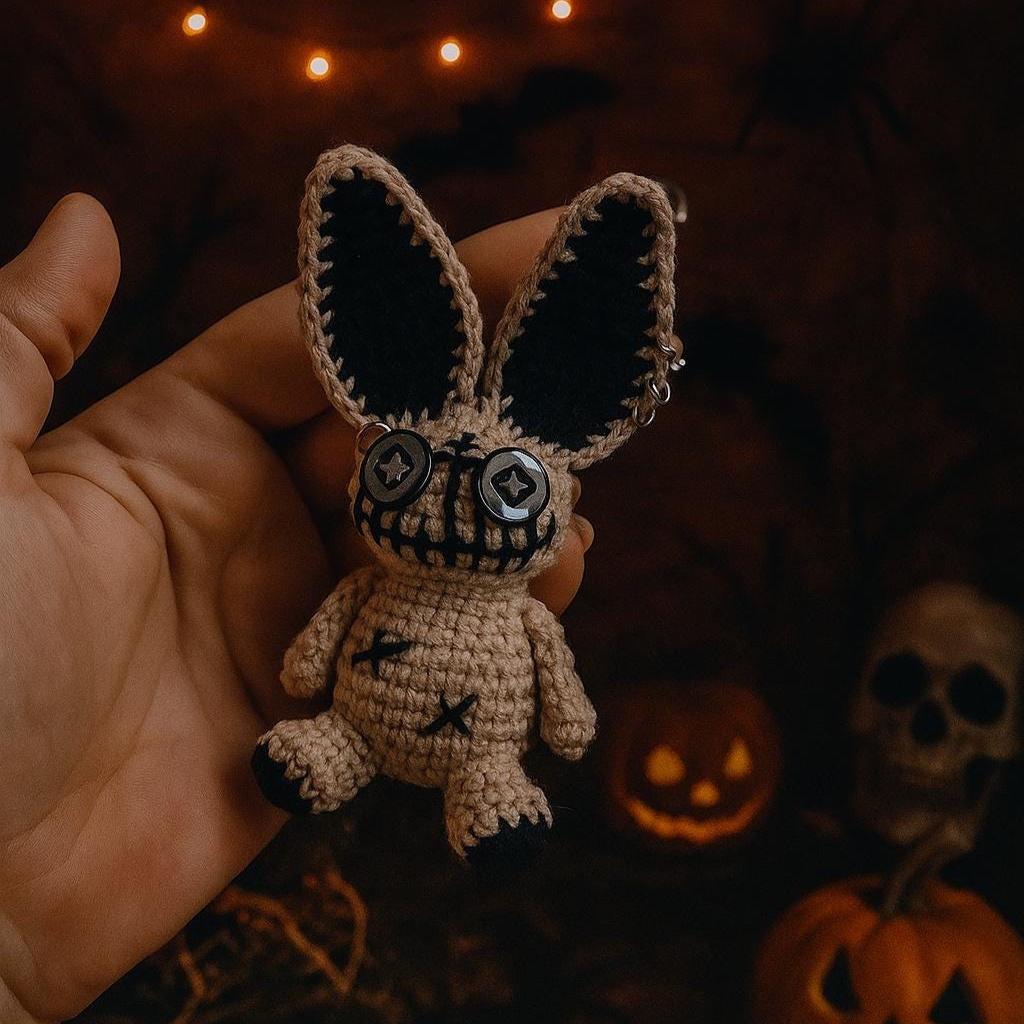 Crochet Voodoo Bunny Keychain: Gothic Amigurumi Plush Bag Charm - Etsy