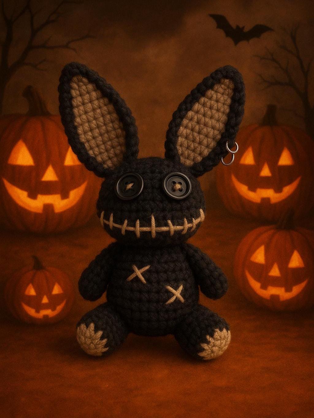 Crochet Voodoo Bunny Keychain: Gothic Amigurumi Plush Bag Charm - Etsy