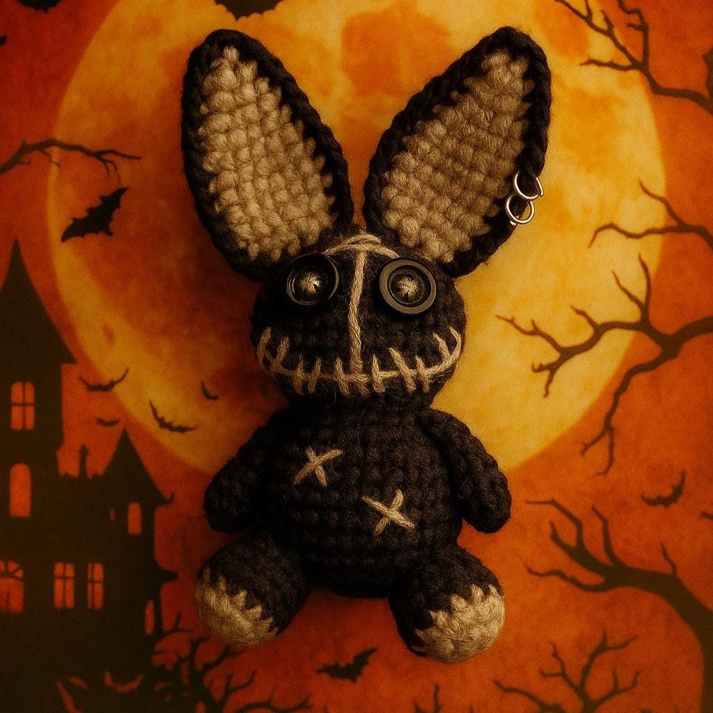 Crochet Voodoo Bunny Keychain: Gothic Amigurumi Plush Bag Charm - Etsy