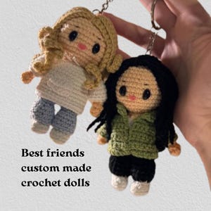 Beste Freunde für immer Benutzerdefinierte gehäkelte Puppe Schlüsselbund Nach Maß passende paar Schlüsselringe Zwei Stück Set Personalisiertes Geschenk Benutzerdefinierte Miniaturpuppe