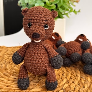 Crochet beaver amigurumi Nursery decor Soft toy Stuffed animal Brown beaver toy Cute crochet animal Beaver baby gift Kawaii forest animal