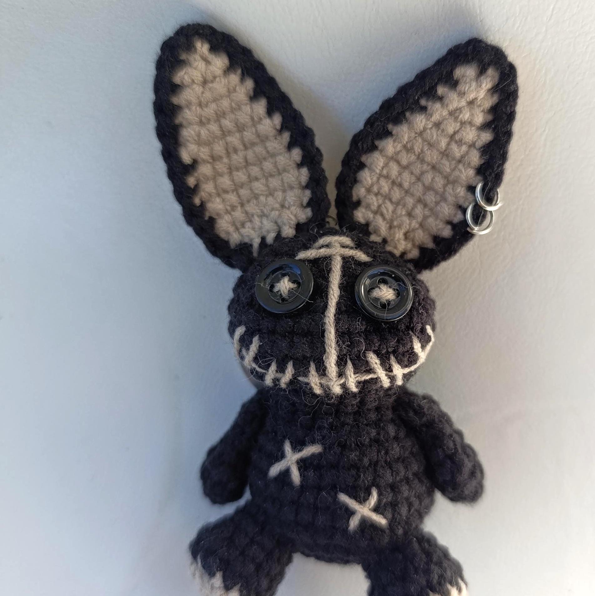 Crochet Voodoo Bunny Keychain: Gothic Amigurumi Plush Bag Charm - Etsy