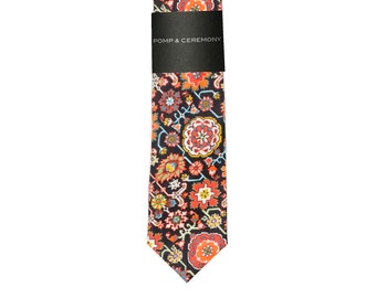 Mens tie, Liberty print Cecil, cotton tie, Liberty of London, moroccan inspired,  brown, orange Groom tie, grooms gift, fathers day,