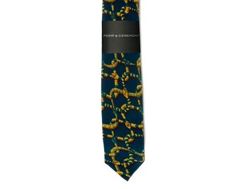 Silk, Liberty of London Pink Vespertine Chain Tie, Blue, Green, gold