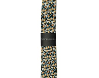 Liberty of London Elvington Orchard Tie, Citrus Print, Orange, Green