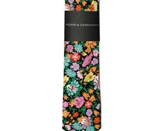 Liberty of London Hattie Park Tie, Orange, Pink, Green, Black