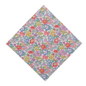 LIBERTY OF LONDON Honey Dew Pocket Square, Pink, Green, Blue, Yellow