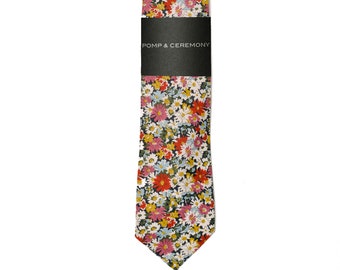 Gravata masculina Liberty London Floral Cotton, estampa clássica