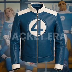 The Fantastic Four: First Steps Inspired Handmade Leather Jacket | Mr Fantastic 4 Blue Jacket | Mister Fantastic Costume | Reed Richards