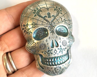 Day of The Dead 10 Oz Skull Silver Bar