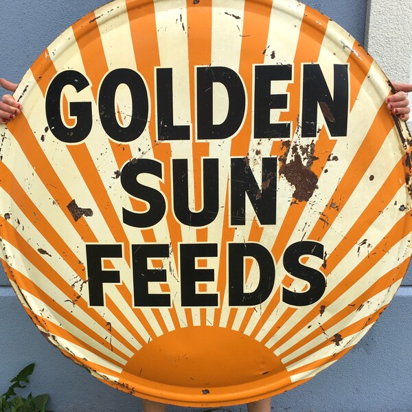 Vintage Golden Sun Feed Sign