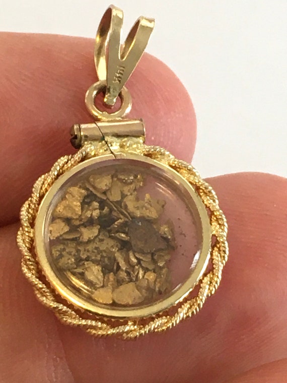 14k Gold Pendant with Gold Flakes - image 7