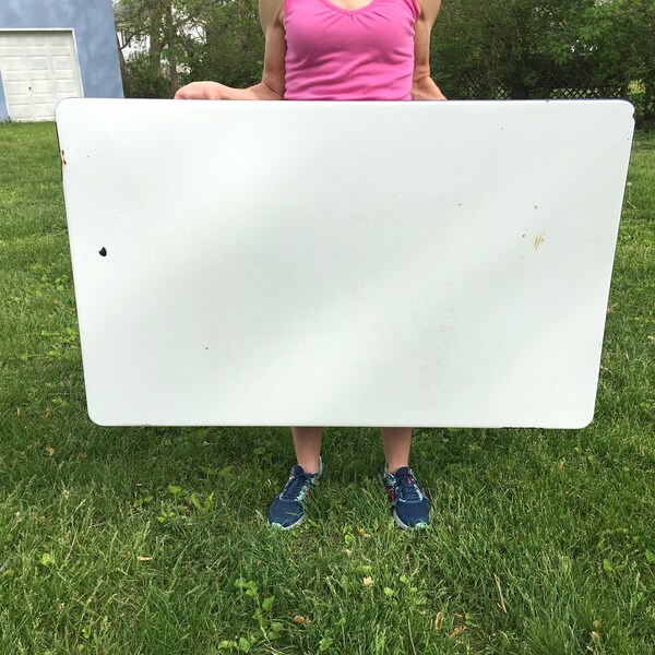 Large Vintage Porcelain Enamel Table Top For repurpose or Assemblage