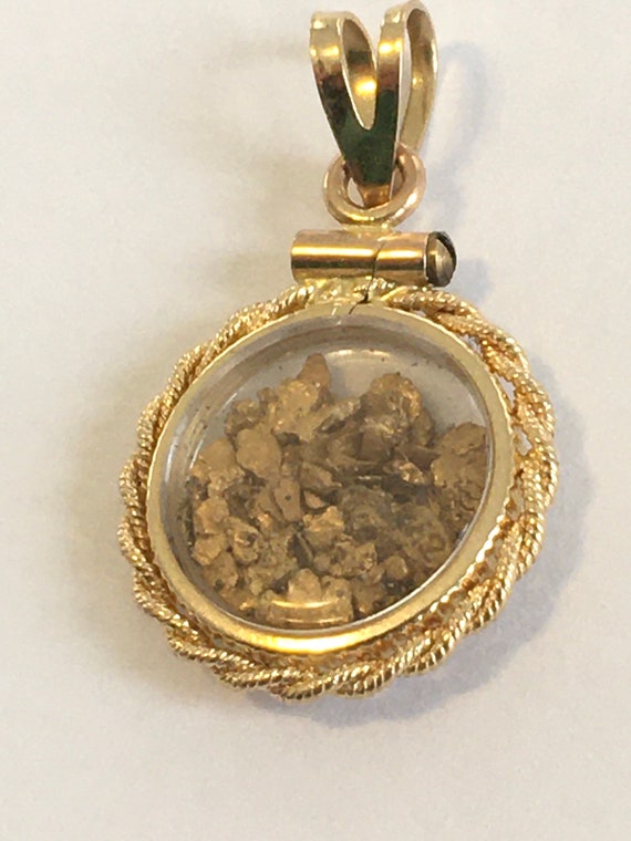 14k Gold Pendant with Gold Flakes - image 4