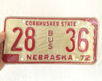 Never Used Nebraska Bus License Plate