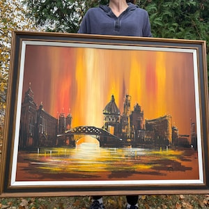 Fantastic Mid Century Modern CityScape Painting