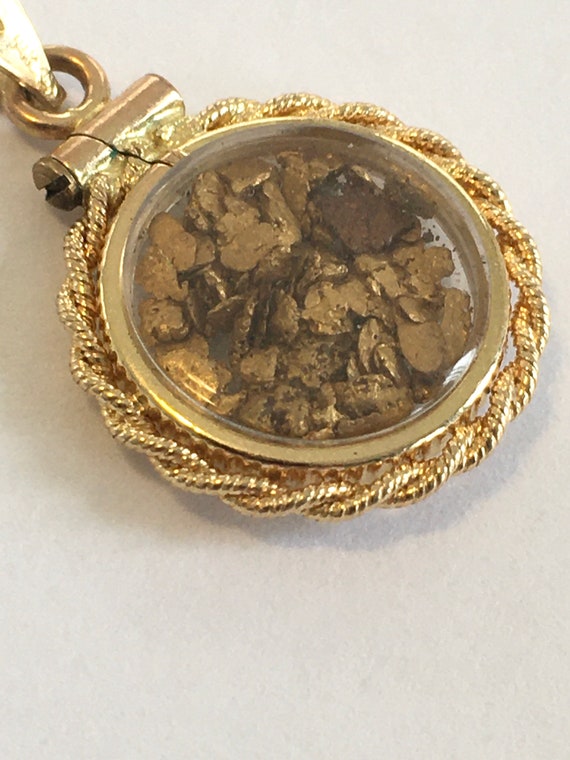 14k Gold Pendant with Gold Flakes - image 2
