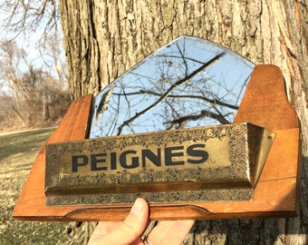 Antique Comb or Brush Holder With Mirror