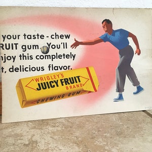 Juicy Fruit Game - Vintage Card Board Sign
