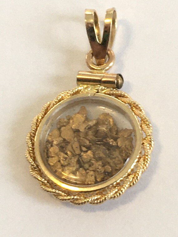 14k Gold Pendant with Gold Flakes - image 5