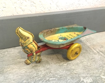 Vintage Metal Easter Bunny Cart