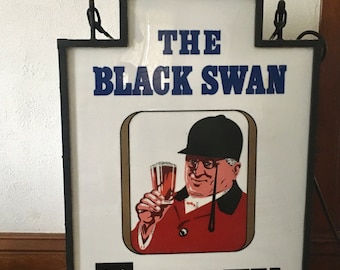 Huge Black Swan Lighted Bar Sign - Local Pick Up Only